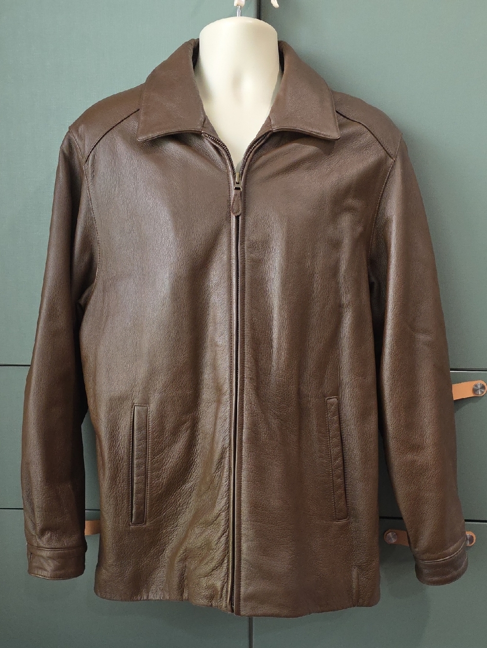 St. John's Bay Brown Leather Bomber Jacket